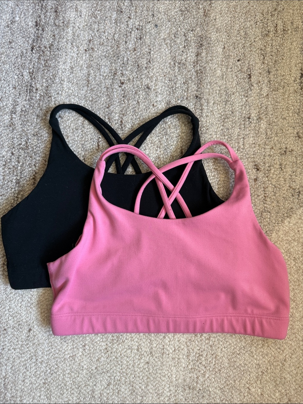 Athleta Girl Strappy Spirts bra lot of 2- Pink & Black
